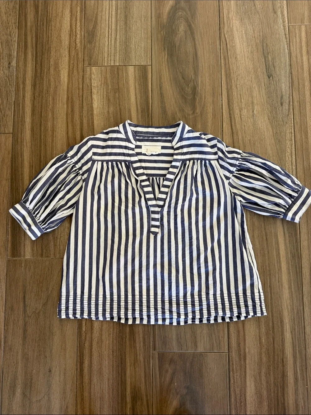 Anthropologie Darcey Popover Swing Top Blue and White Striped Blouse. Women’s XS